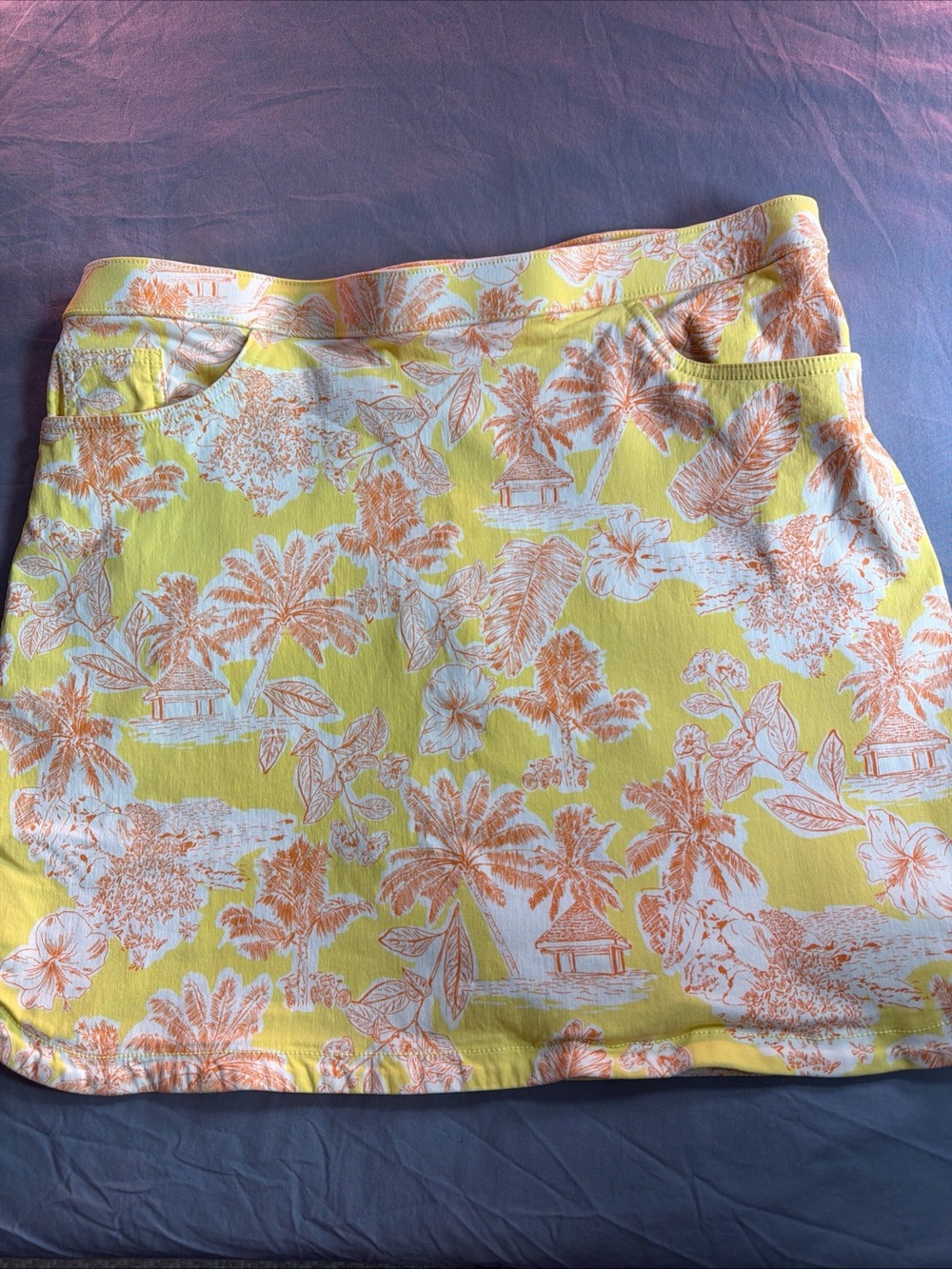 hearts of palm Yellow and Orange Palm Waistband Skirt